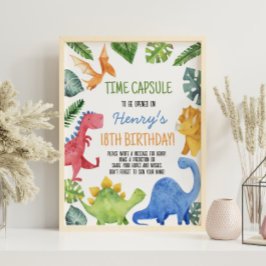 Kapseltecken för Cute Dinosaur Birthday Time Poster