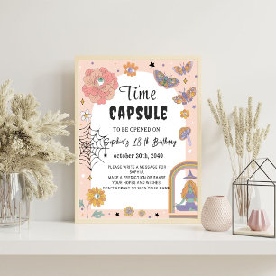 Kapseltecken för Cute Girl Ghost Birthday Time Cap Poster