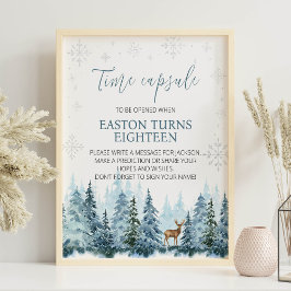 Kapseltecken för vintersnöflake Hjort Birthday Tim Poster