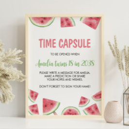 Kapseltecken för Watermelon Girl Birthday Time Cap Poster