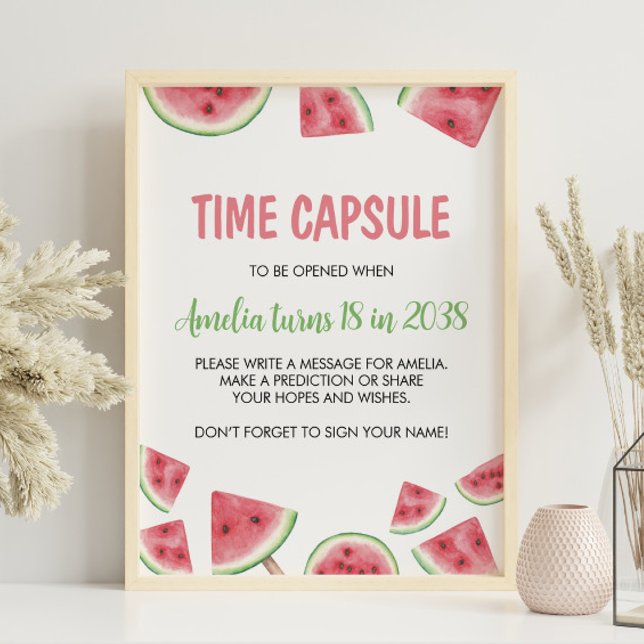 Kapseltecken för Watermelon Girl Birthday Time Cap Poster (Skapare uppladdad)