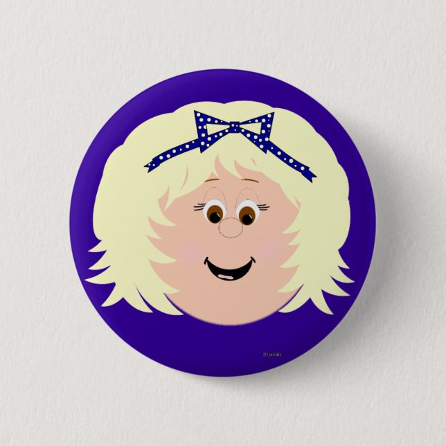 Kapskids Blonde Girl Ansikte Button Badge Knapp (Framsida)