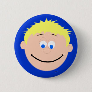 Kapskids Boy Blonde Blue Eyed Ansikte Button Badge Knapp