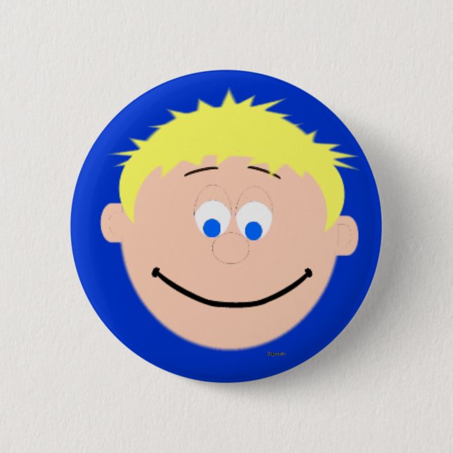 Kapskids Boy Blonde Blue Eyed Ansikte Button Badge Knapp (Framsida)