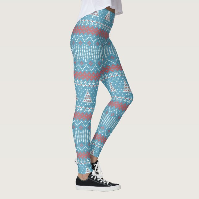 Kapslat Stitch 10 Julgranar Blue ID208 Leggings (Höger)