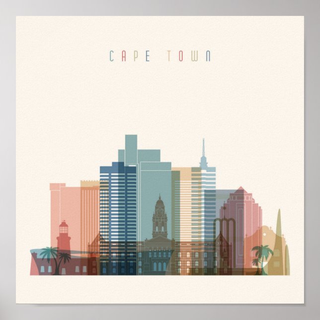 Kapstaden, Afrika | City Skyline Poster (Framsidan)