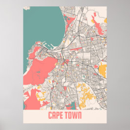 Kapstaden - Afrikan Chalk City Karta Poster