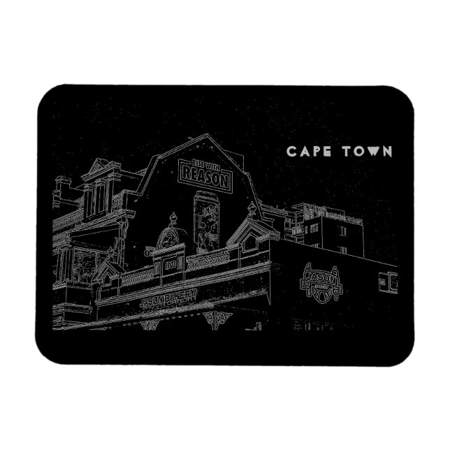 Kapstaden Architecture Bakery Byggnad Sketch Magnet (Horisontell)