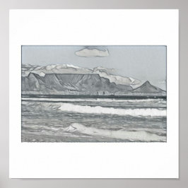 Kapstaden Bord bergssketch Poster