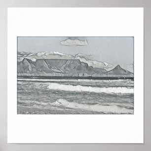 Kapstaden Bord bergssketch Poster