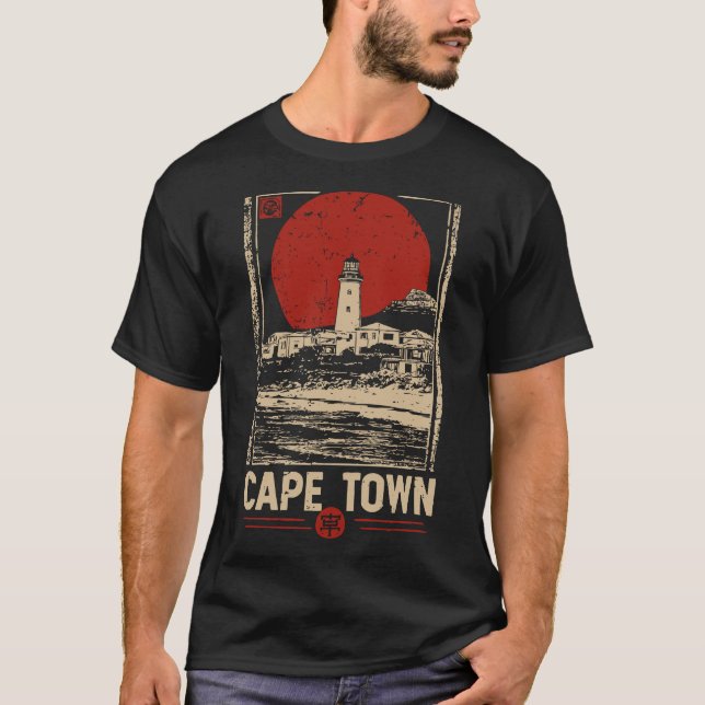 Kapstaden - japansk Ukiyo-e Stil City Print T Shirt (Framsida)