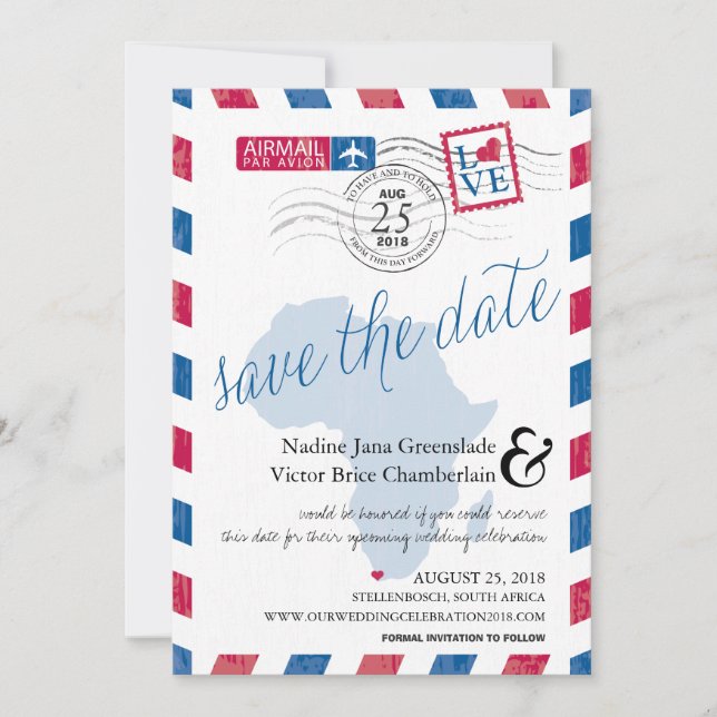 Kapstaden South Afrika Airmail Spara datum Datumet (Framsida)