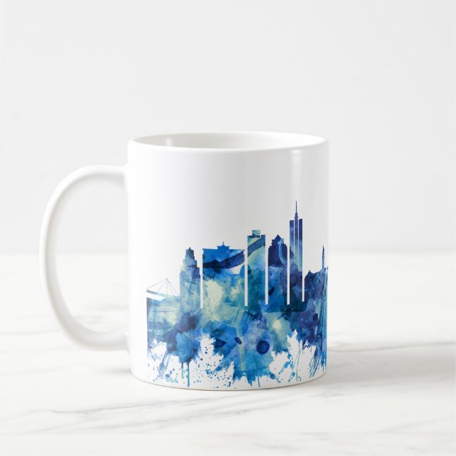 Kapstaden South Afrika Skyline Blue Kaffemugg (Vänster)