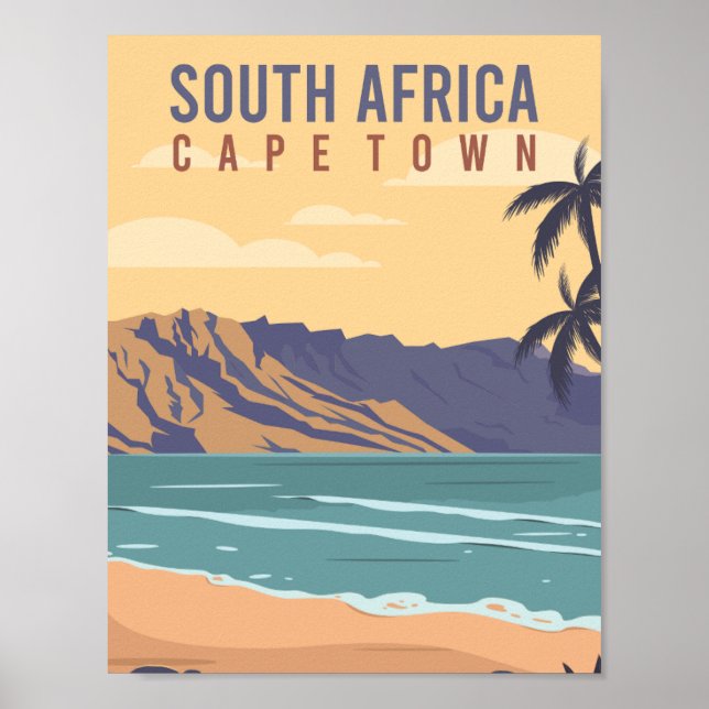 Kapstaden South Afrika Travel Ställe Illustration Poster (Framsidan)