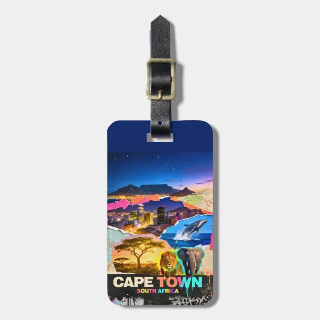 Kapstaden Sydafrika Berg Hav Safari Kollage Bagagebricka (Vertikal Framsida)