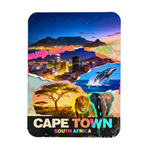 Kapstaden Sydafrika Berg Sjö Safari Kollage Magnet