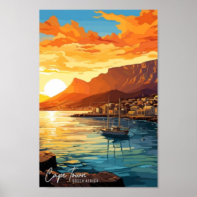 Kapstaden Sydafrika Konst Resa Illustration Poster (Framsidan)