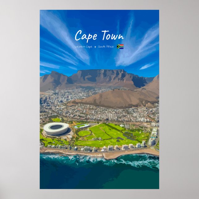 Kapstaden, Sydafrika - Utsikt över Table Mountain Poster (Framsidan)
