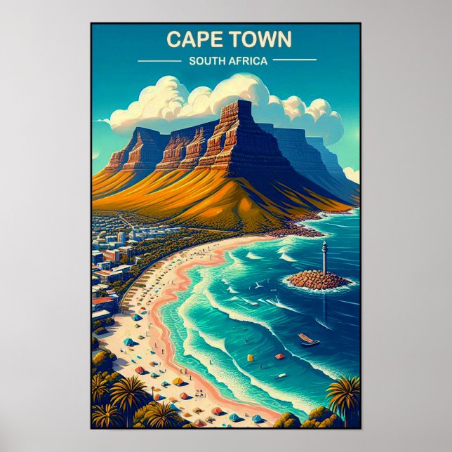 Kapstaden - Sydafrika Vintage Resa Affisch (Framsidan)