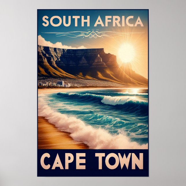 Kapstaden - Sydafrika Vintage Resa Affisch (Framsidan)