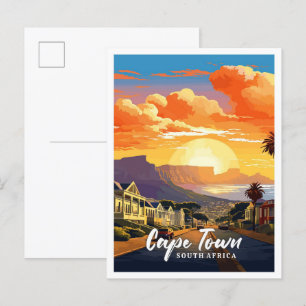 Kapstadens Vintage Art Travel Illustration Vykort