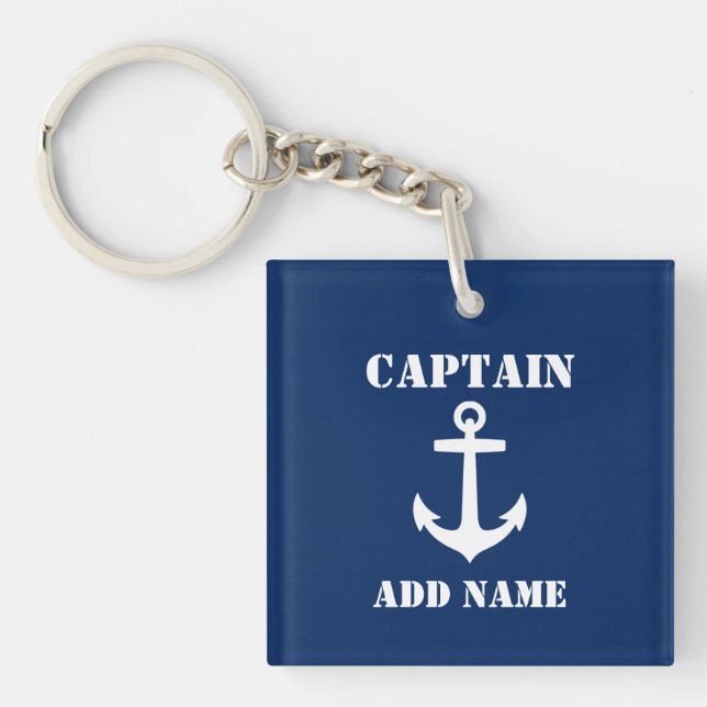 Kapten Add Namn Boat Namn Anchor Photo Back Blue (Framsidan)