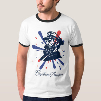Kapten America T-Shirt Design med amerikansk Flagg