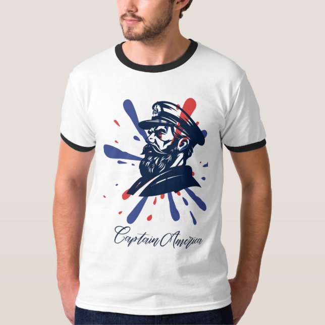 Kapten America T-Shirt Design med amerikansk Flagg (Framsida)