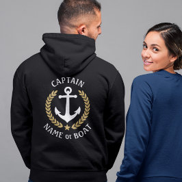 Kapten Anchor Din Boat Namn Guld Laurel Black Hoodie