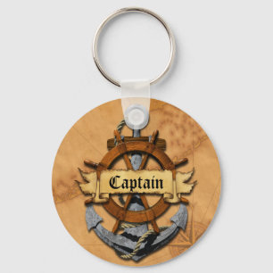 Kapten Anchor och Wheel Nyckelring