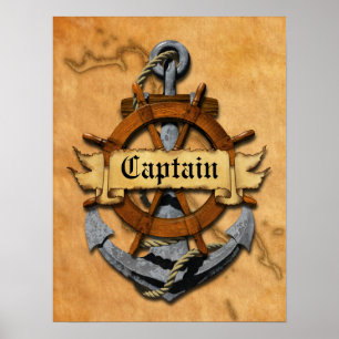 Kapten Anchor och Wheel Poster
