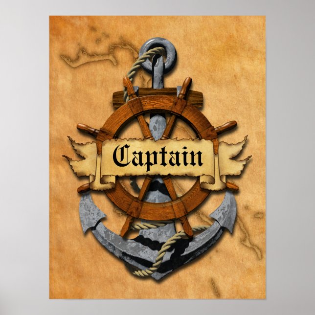 Kapten Anchor och Wheel Poster (Framsidan)