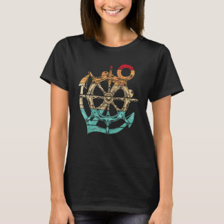 Kapten Ankare Sjöman Ratt Retro Nautica T Shirt