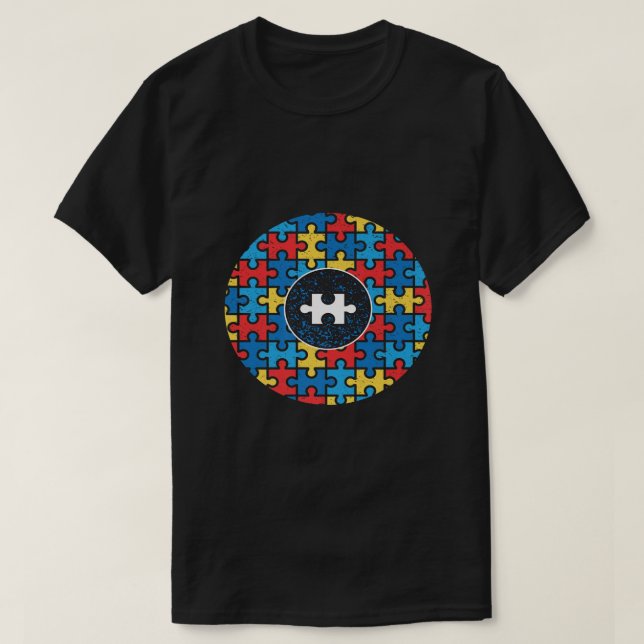 Kapten Autism Aspergers Awareness Superhjälten Puz T Shirt (Design framsida)