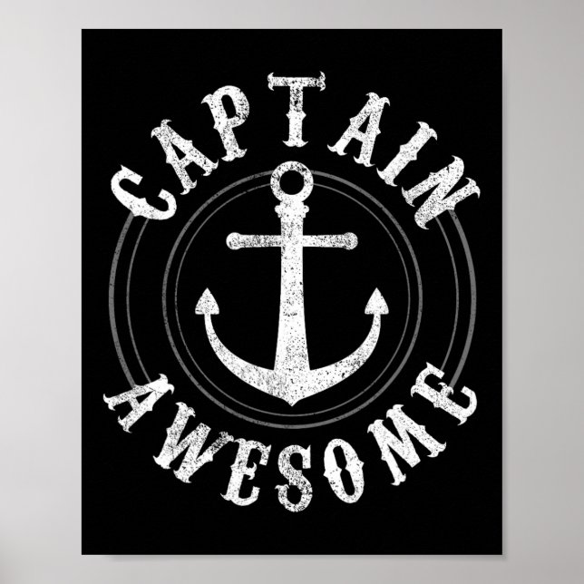Kapten Awesome - Båttur Segling Ankar Marin  Poster (Framsidan)