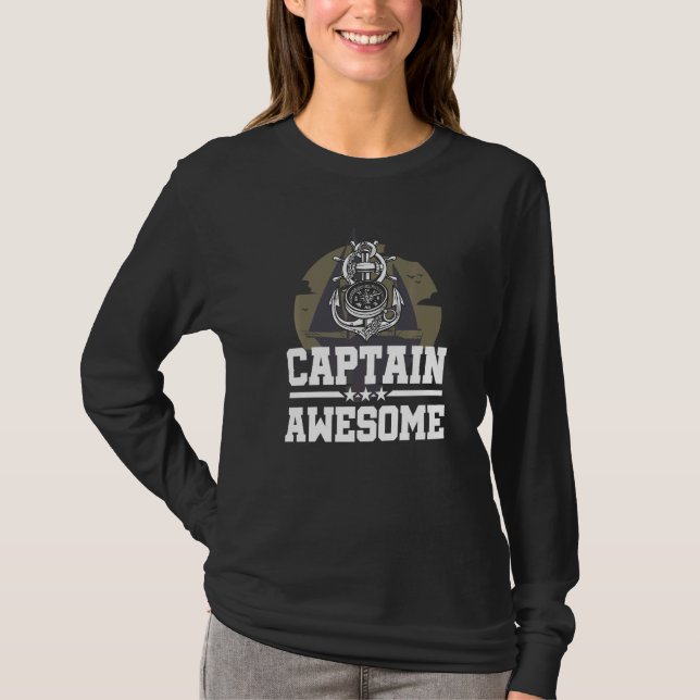 Kapten Awesome Segelbåt Segling Segelbåt Skippa T Shirt (Framsida)