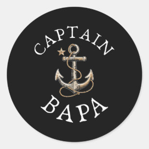 Kapten Bapa Båt Segling Båtliv Vintage Ankare F Runt Klistermärke
