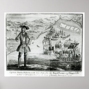 Kapten Bartholomew Roberts med två frakter Poster