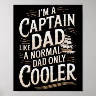 Kapten Båt Pappa För Män Rolig Båtliv Fadersdag Poster