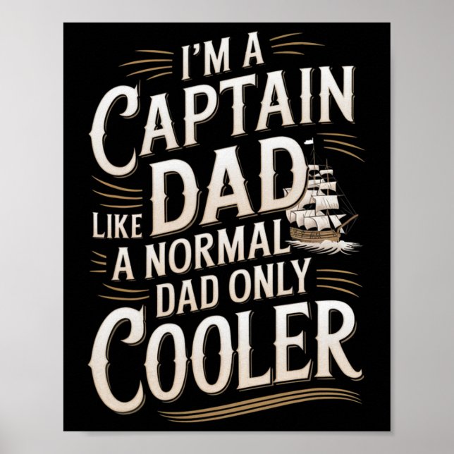 Kapten Båt Pappa För Män Rolig Båtliv Fadersdag Poster (Framsidan)