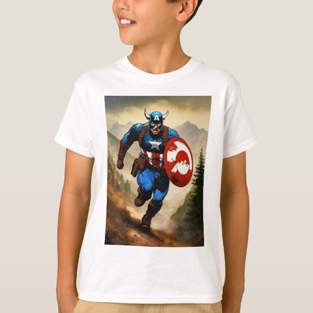 "Kapten Boarica: Superskojet Marvel Mashup i T Shirt (Framsida)