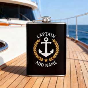 Kapten Boat Namn Anchor Guld Stil Laurel Black Fickplunta