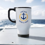 Kapten Boat Namn Anchor Guld Stil Laurel Navy Resemugg<br><div class="desc">En Personlig resemugg med kapten rank eller annan titel,  namn,  namn eller annan önskad text. Med ett designat sjöbåtsankare i anpassningsbar lämnar guld stil och stjärnornas emblem på vitt. Gör en underbar gåva till tillfälle.</div>