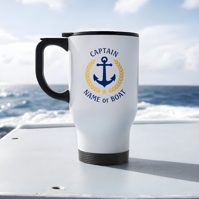 Kapten Boat Namn Anchor Guld Stil Laurel Navy Resemugg (Skapare uppladdad)