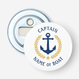 Kapten Boat Namn Anchor Guld Stil Laurel Round Flasköppnare