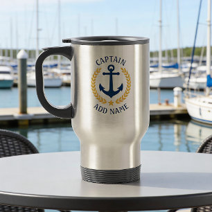 Kapten Boat Namn Anchor Guld Stil Laurel Star Resemugg