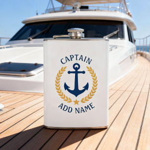 Kapten Boat Namn Anchor Guld Stil Laurel White Fickplunta