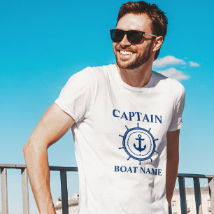 Kapten Boat Namn Anchor Rope Helm Nautical T Shirt