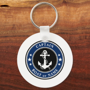 Kapten Boat Namn Anchor Rope Stars Photo Back Nyckelring