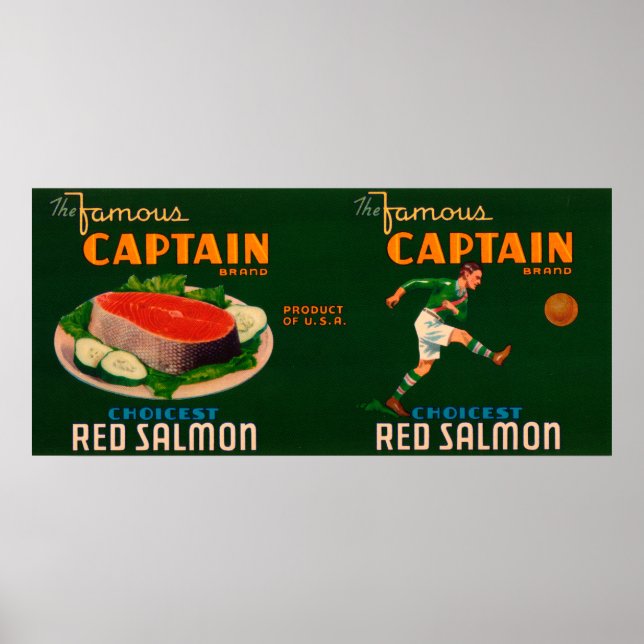 Kapten Brand Salmon-etikett Poster (Framsidan)